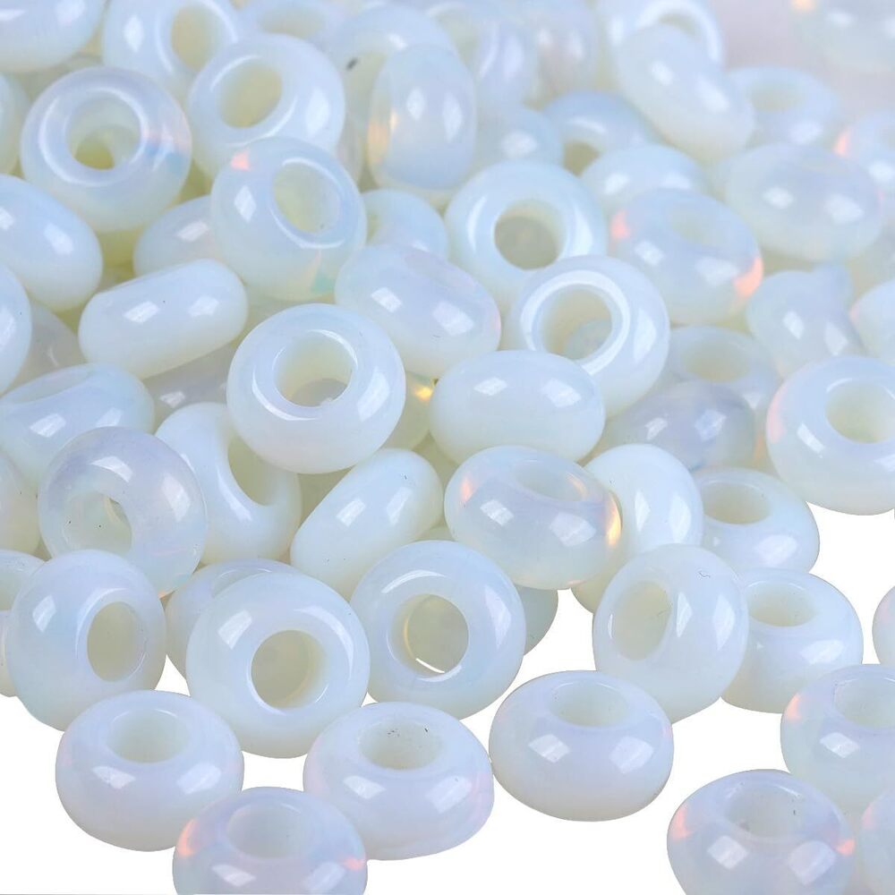 7481 25 Pcs Opalite Large Hole Beads Stone Rondelle Gemstone Loose Beads